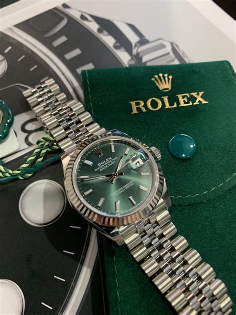 rolex datejust 31 mint green price